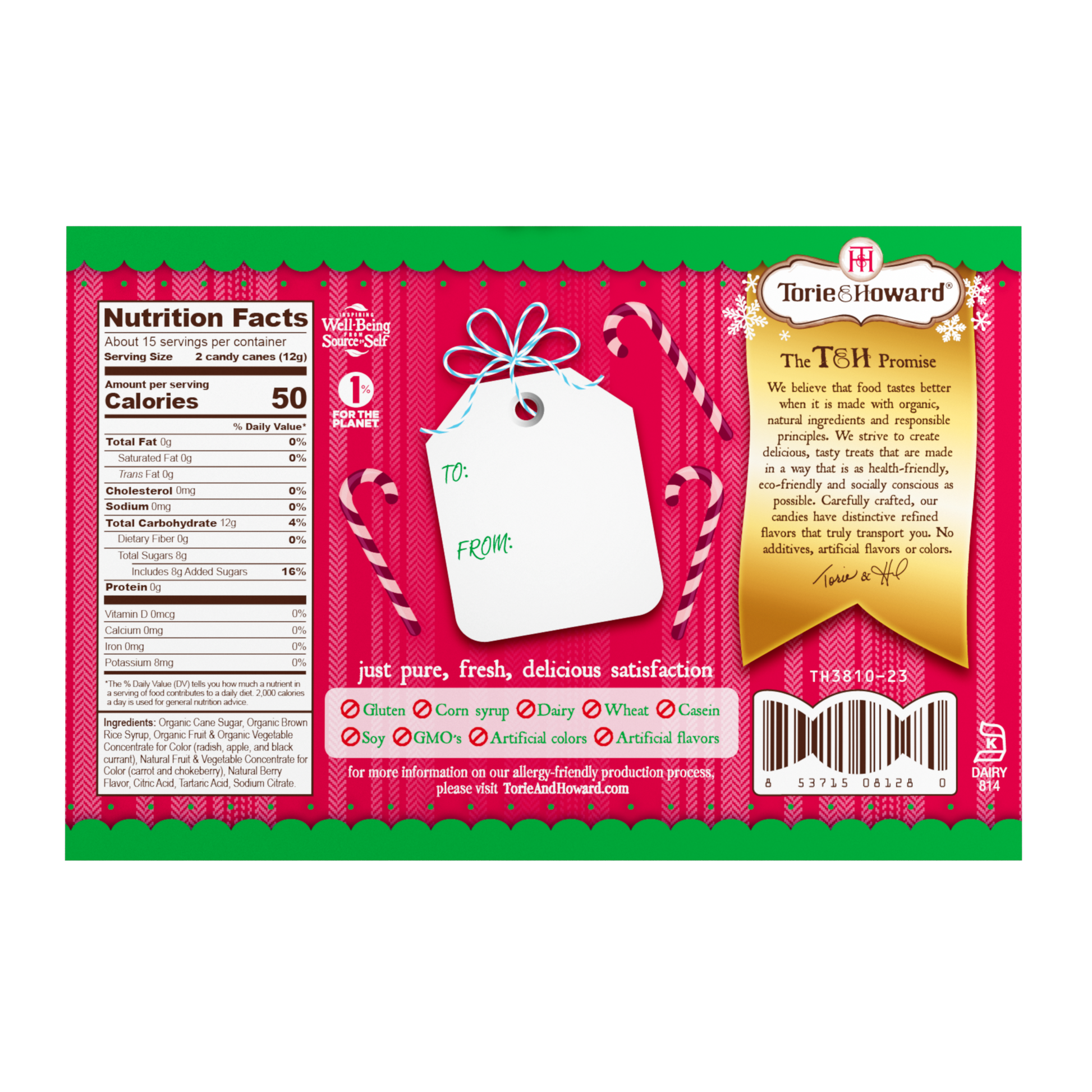 Torie & Howard Organic Mini Candy Canes - back of box