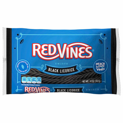 RED VINES Black Licorice Twists front of 14oz bag