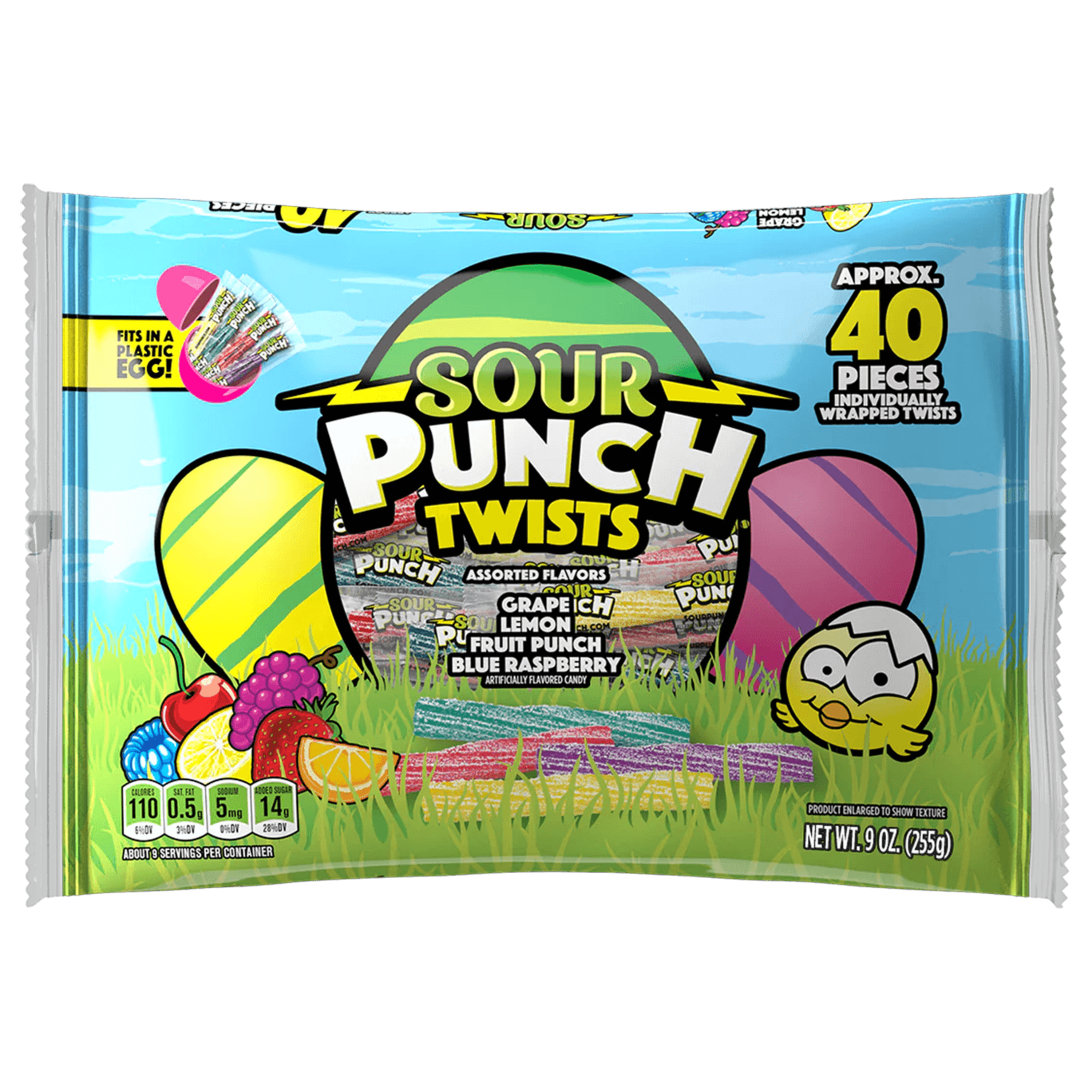 SOUR PUNCH Individually Wrapped Easter Candy Twists front of 9oz bag