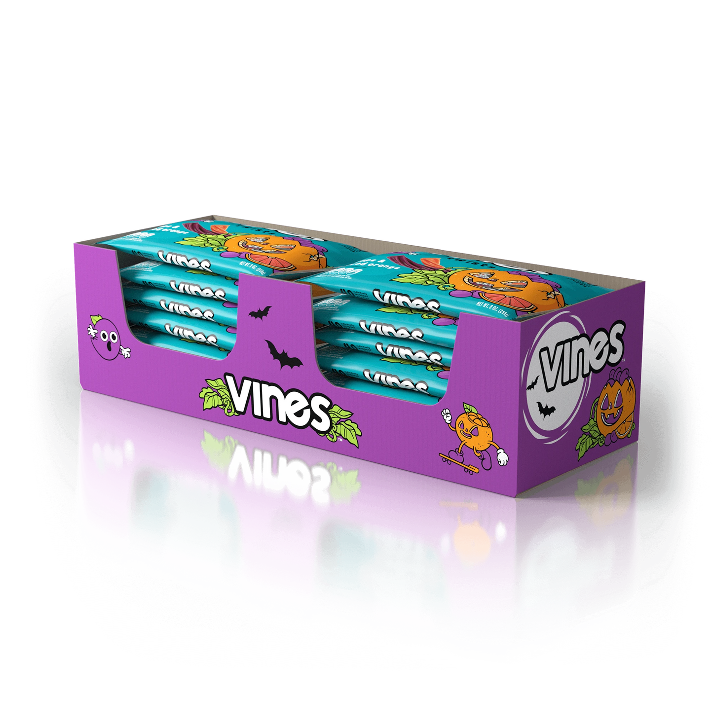 12-pack caddy of Vines Individually Wrapped Halloween Candy Twists 9oz Bags