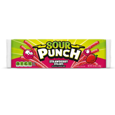 Sour Punch Strawberry Straws Front of Package - Sour Strawberry Straws - Sour Straw Candy