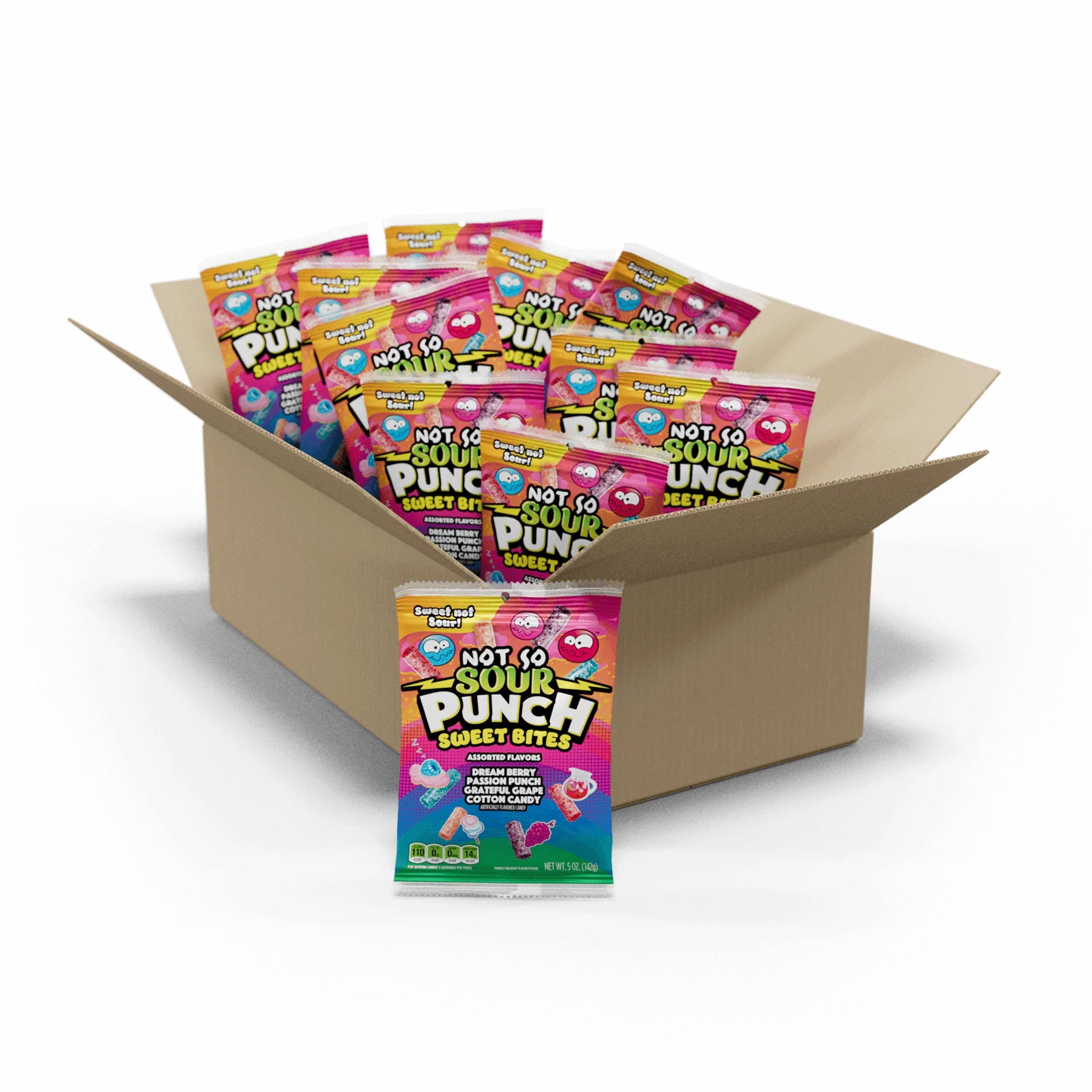 12 count box of Sour Punch Sweet (not sour) Bites Assorted Candy 5oz bags