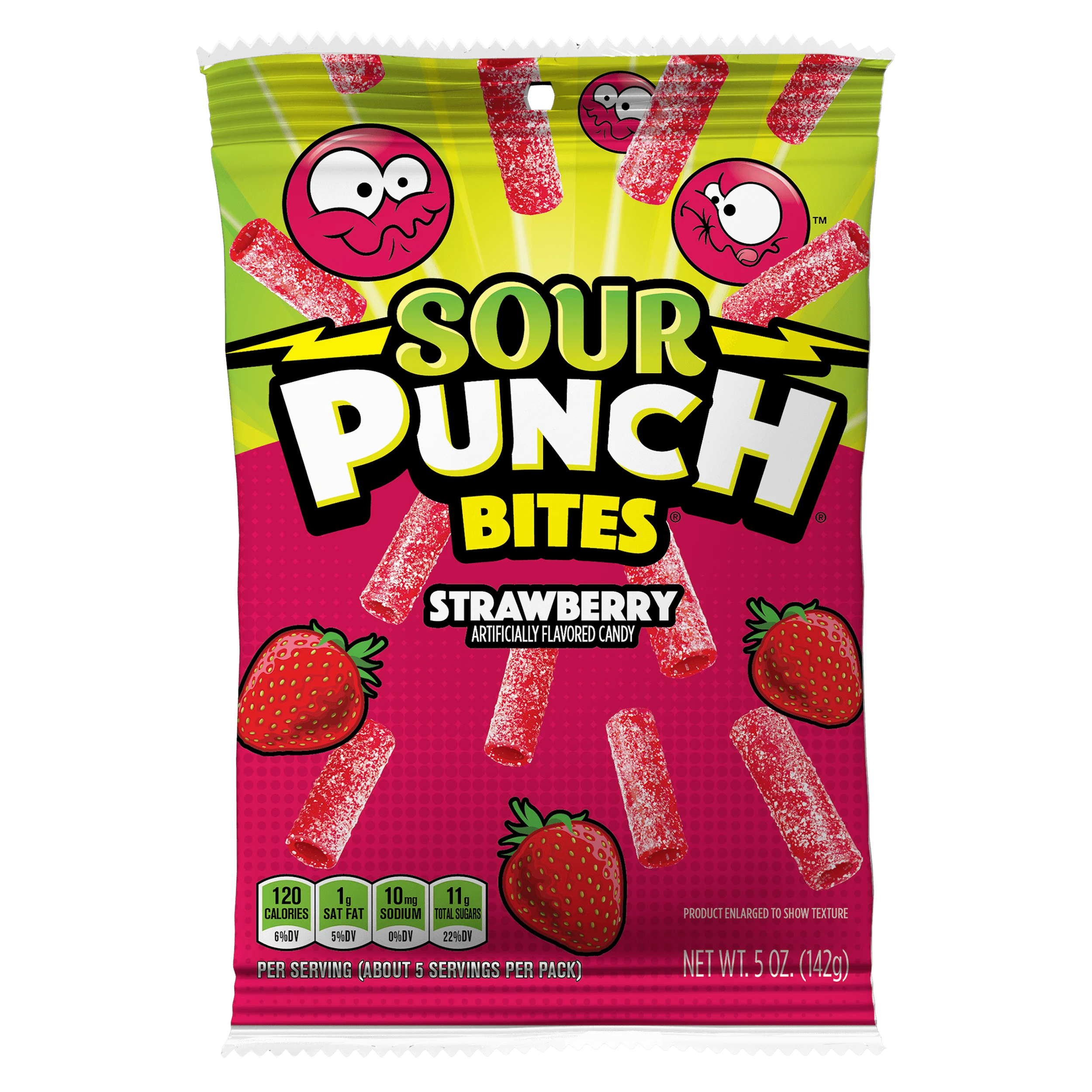 Sour Punch Strawberry Bites Front of Package - Strawberry Bites Candy - Sour Strawberry