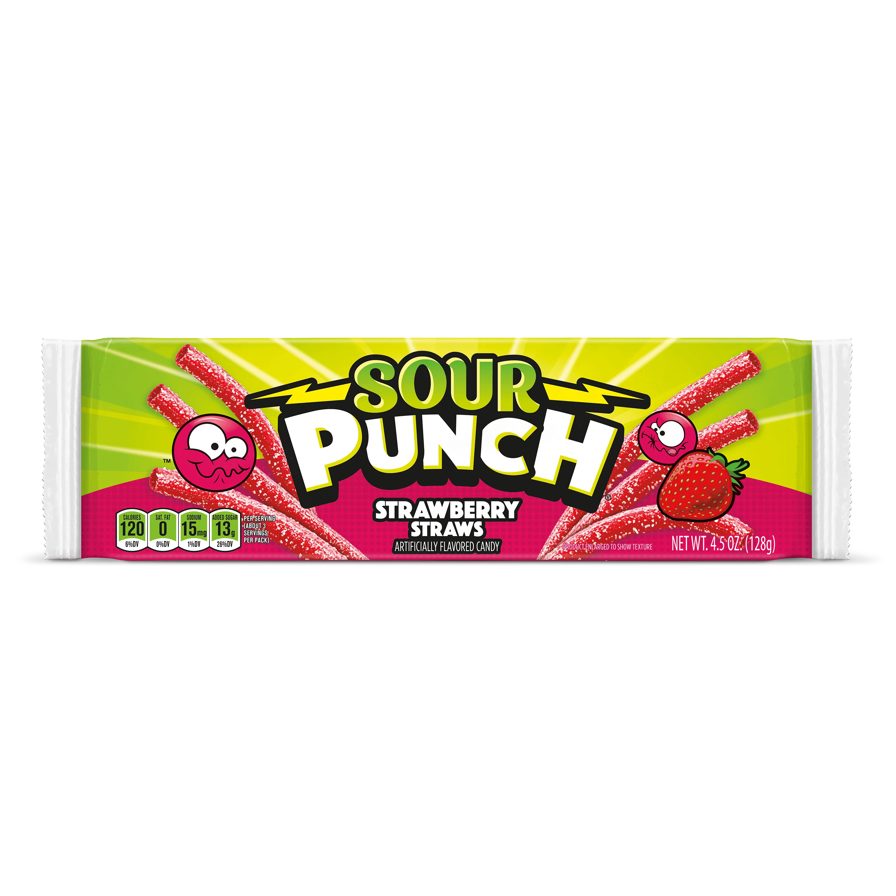 Sour Punch Strawberry Straws Front of Package - Sour Strawberry Straws - Sour Straw Candy