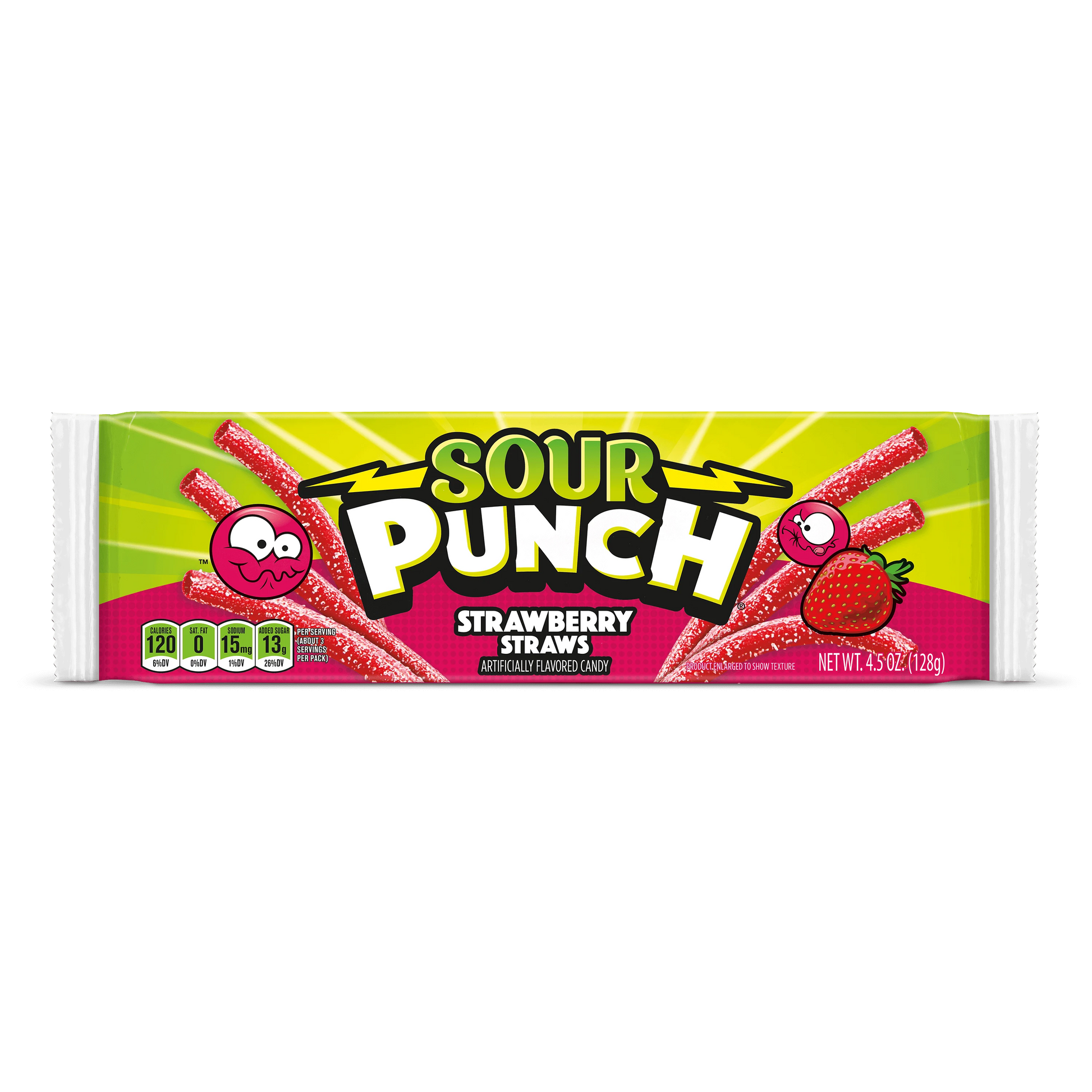 Sour Punch Strawberry Straws Front of Package - Sour Strawberry Straws - Sour Straw Candy