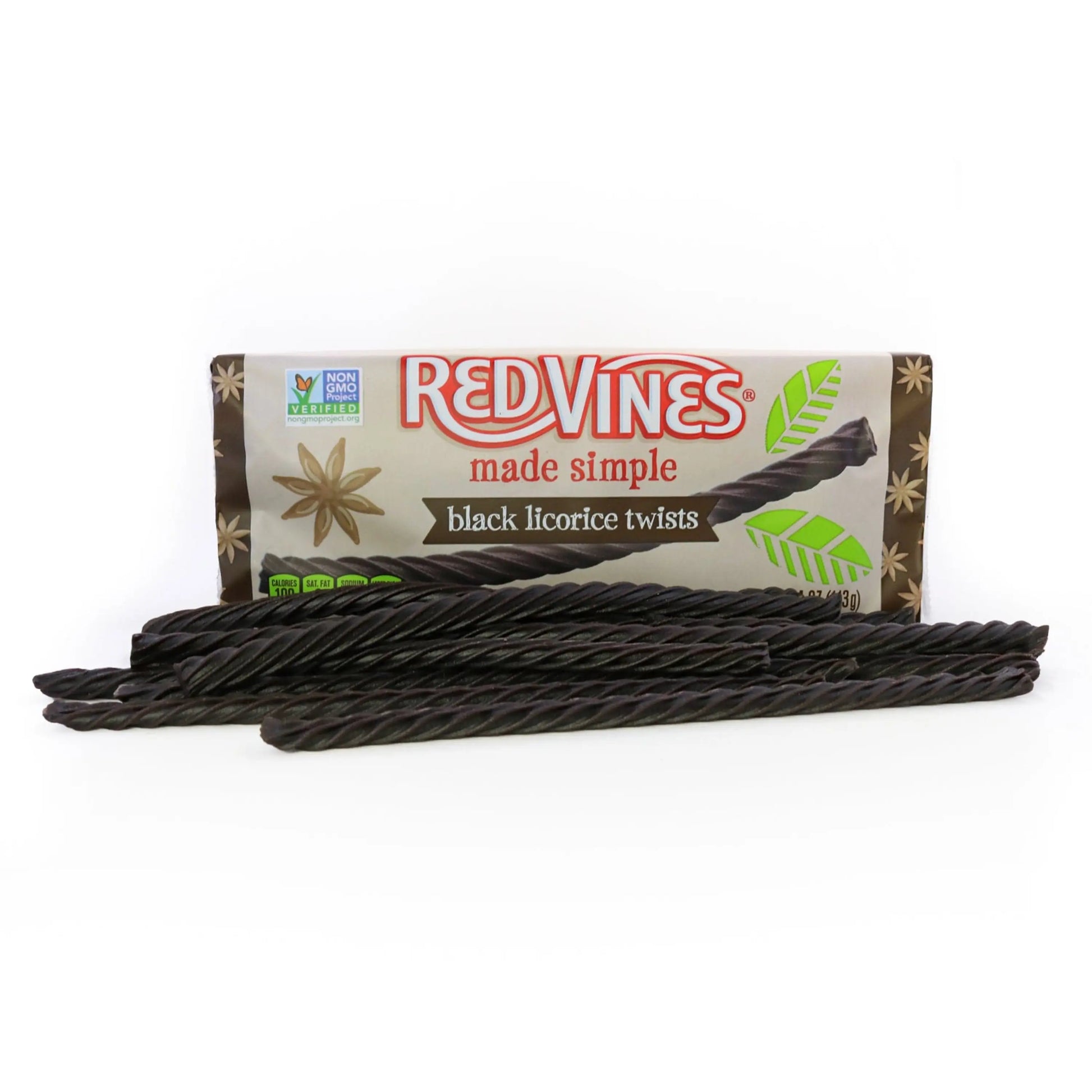 RED VINES Made Simple Black Licorice Twists 4oz Tray with candy twists in front