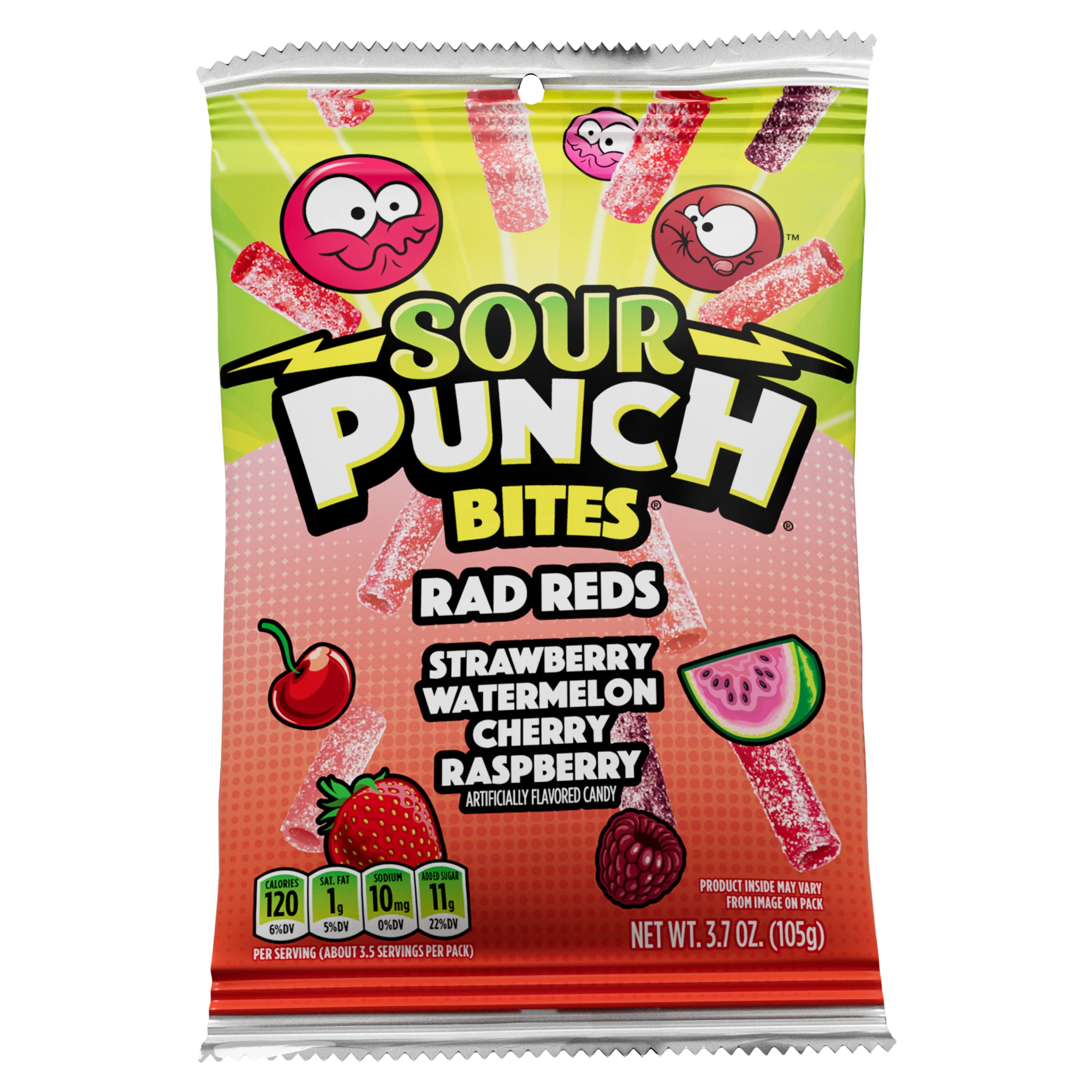 Front of Sour Punch Bites Rad Reds candy in a 3.7oz bag