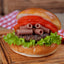 BLT burger with maple bacon Sour Punch bites instead of bacon