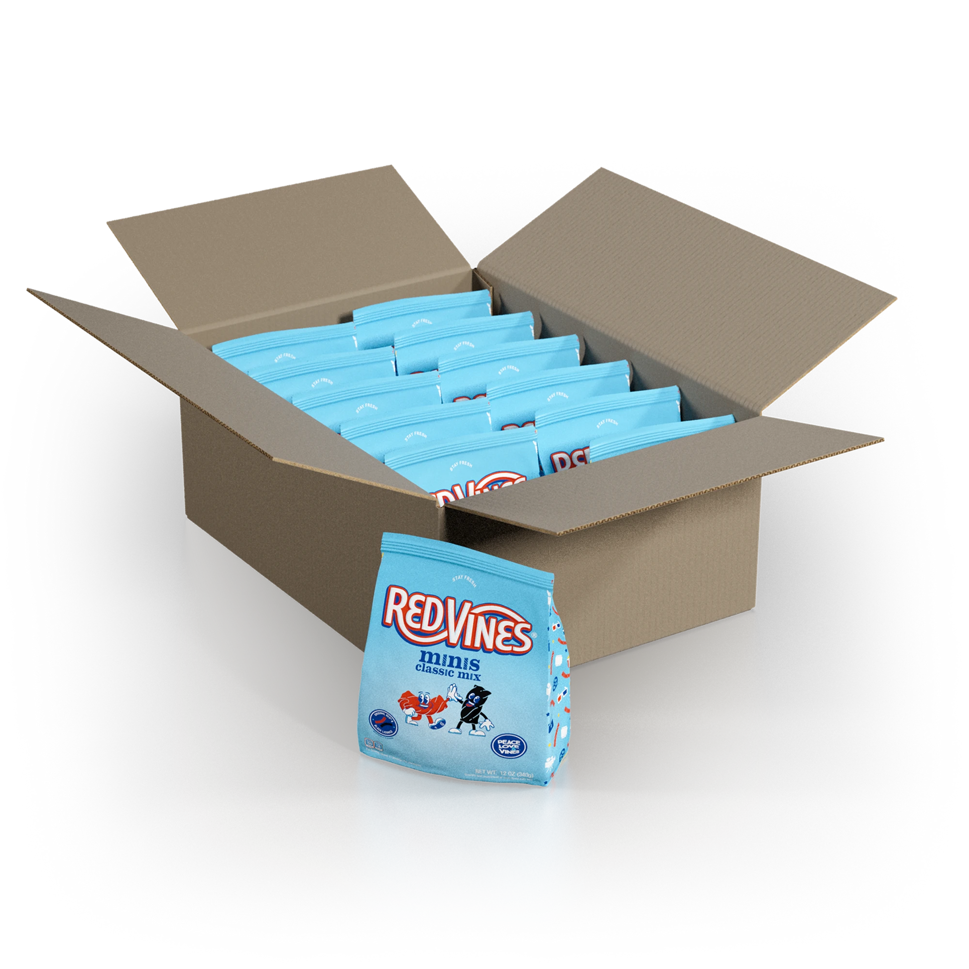 Case of 12 Red Vines Red and Black Licorice Classic Mix Minis in 12oz Bags