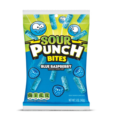 Blue Raspberry Sour Candy - Sour Punch Bites Blue Raspberry Front of Package - Blue Candy