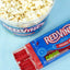 Open Red Vines Original Red Tray with a Red Vines Jar full of Popcorn