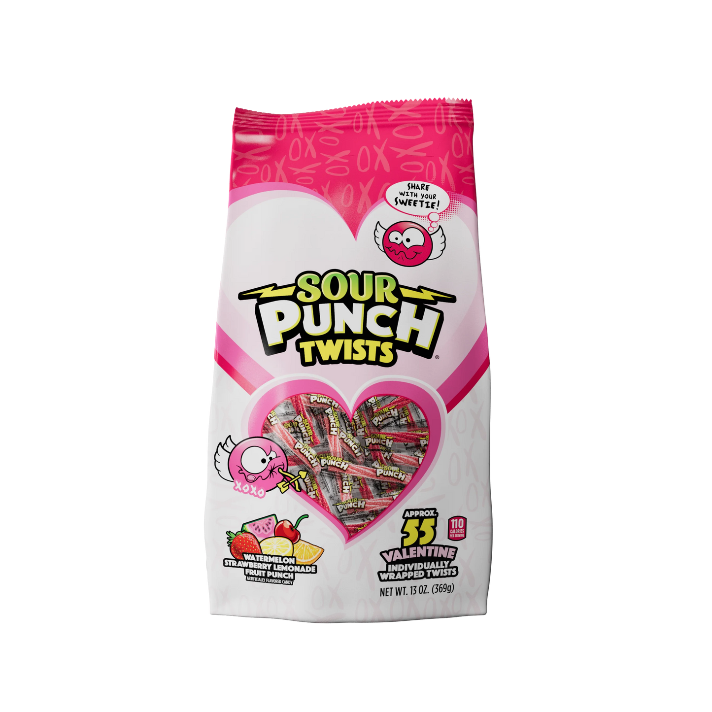 Sour Punch Valentines Individually Wrapped Twists 13oz Gusseted Bag