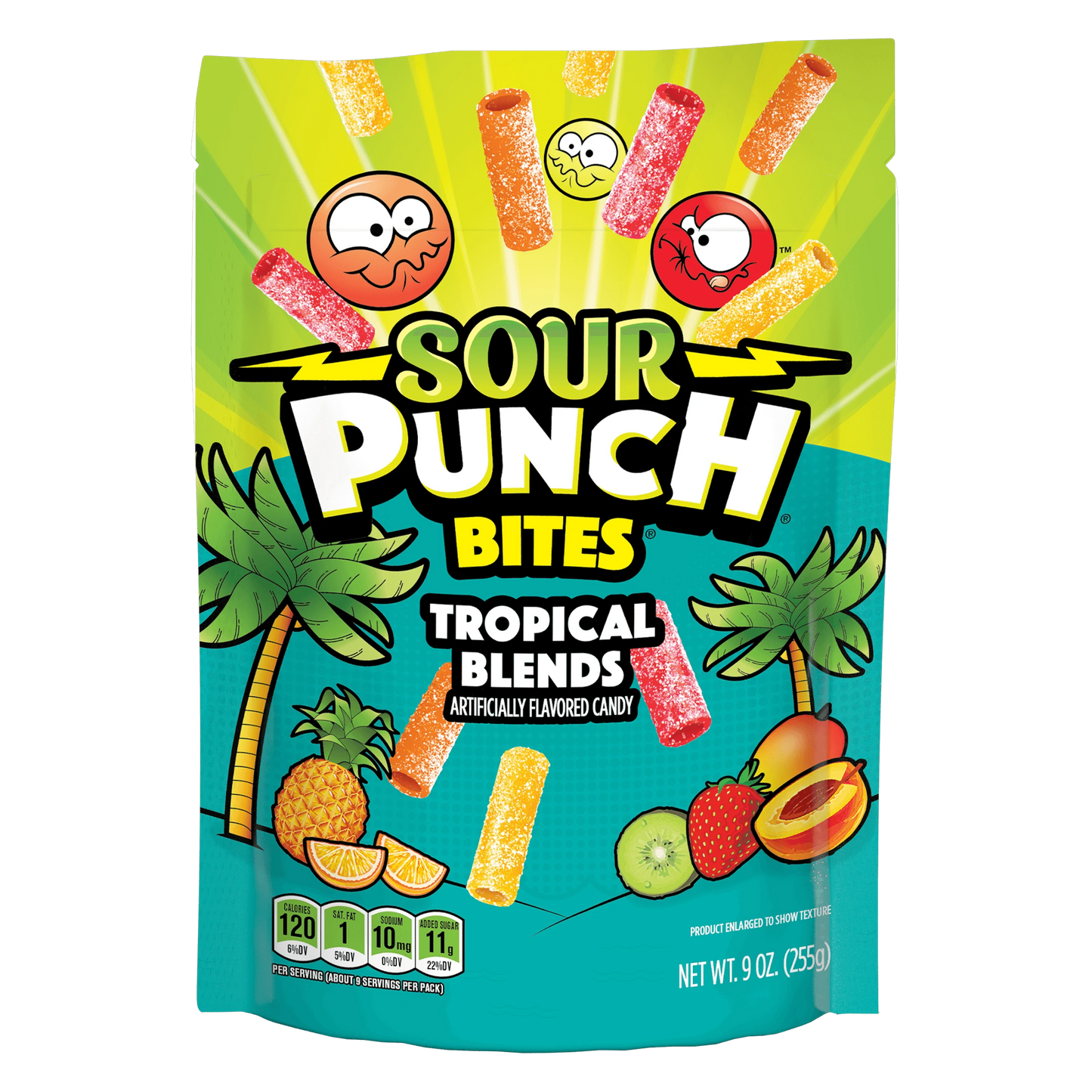 Sour Punch Bites Tropical Flavors Front of Package - Tropical Candy Bites