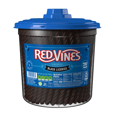 Front of RED VINES  Black Licorice 3.5 Pound Jar