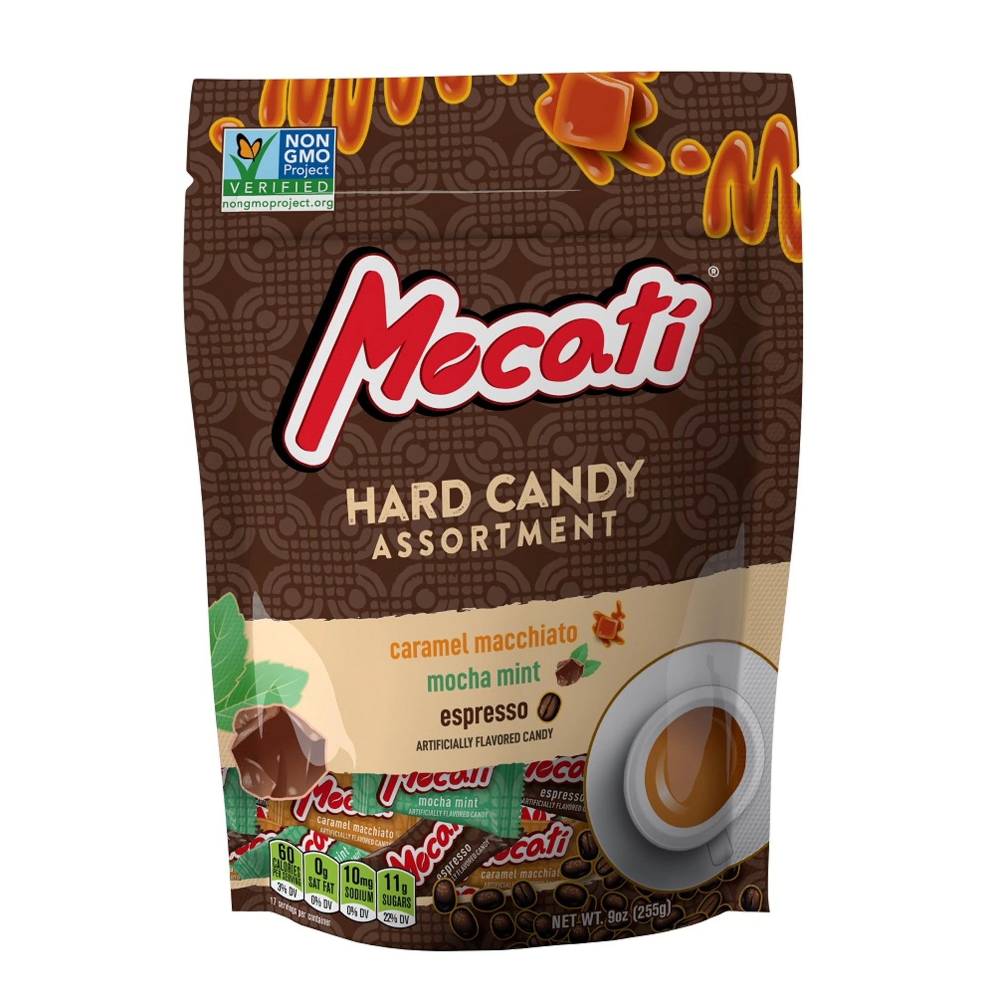 Front of Aprati Mocati Coffee Flavored Hard Candy 9oz bag