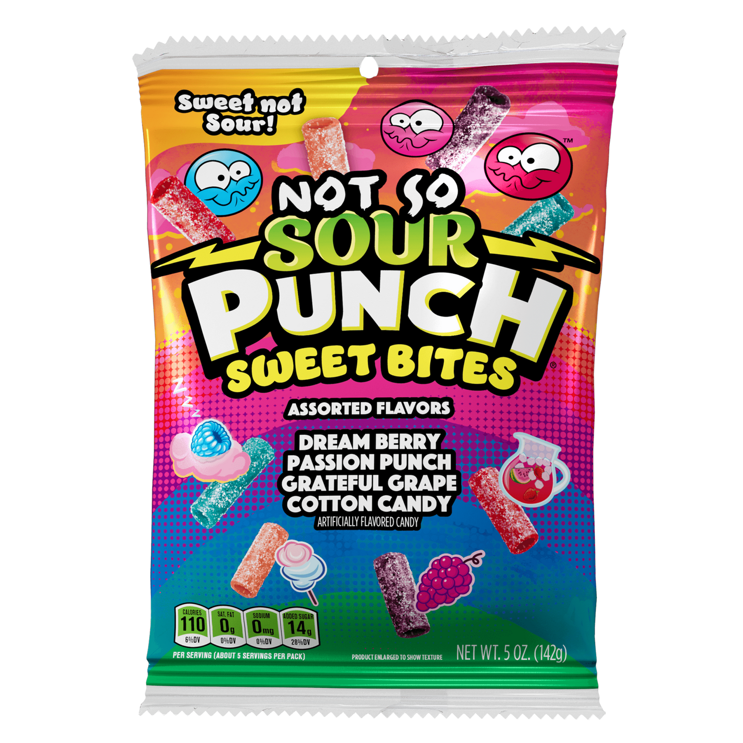 Front of Sour Punch Sweet (not sour) Bites Assorted Candy 5oz bag