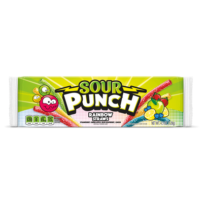 Sour Punch Rainbow Straws Front of Package - Sour Candy Straws - Rainbow Candy