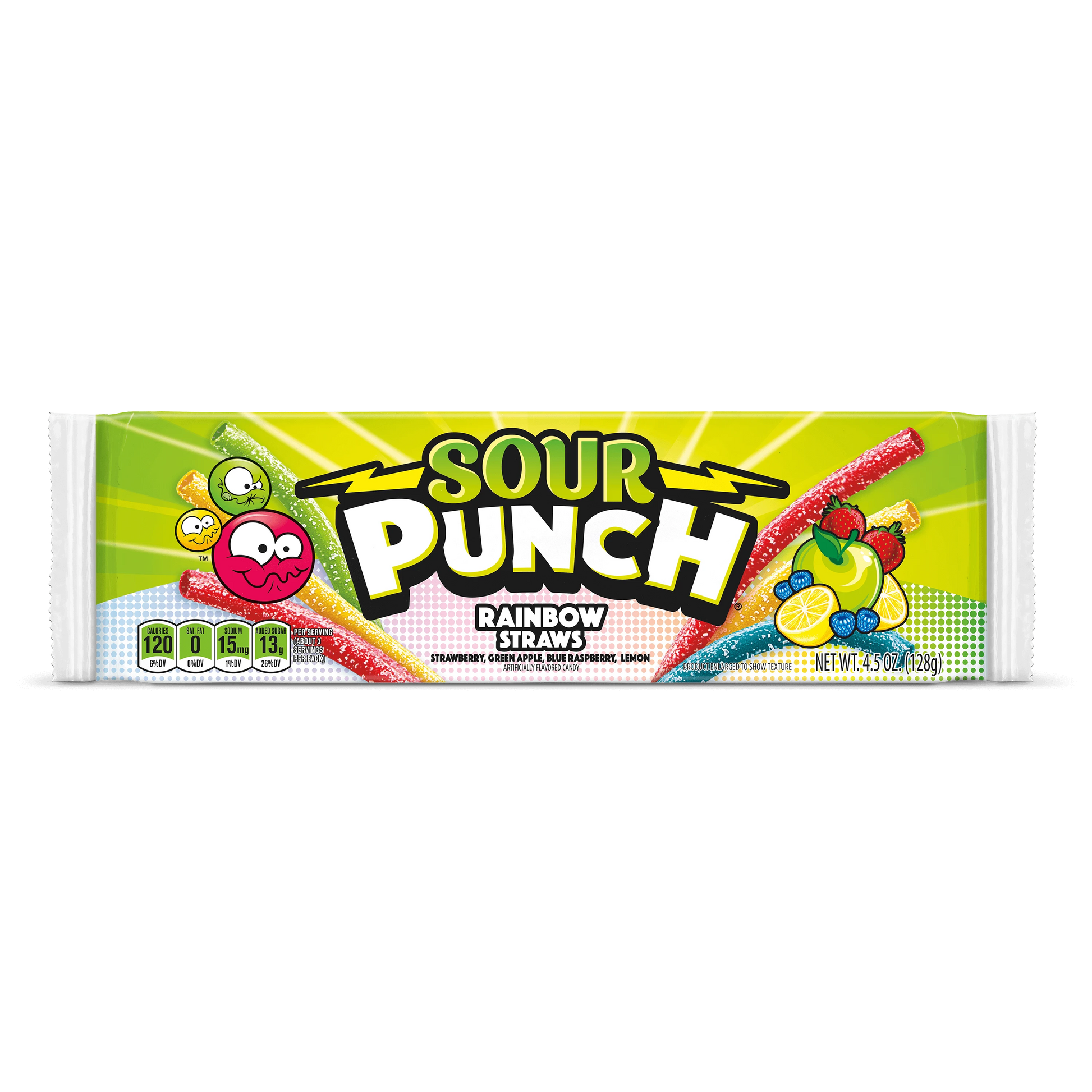 Sour Punch Rainbow Straws Front of Package - Sour Candy Straws - Rainbow Candy