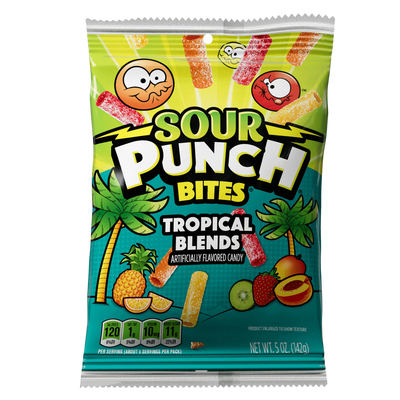 Sour Punch Tropical Flavor Bites Front of Package - Tropical Candies