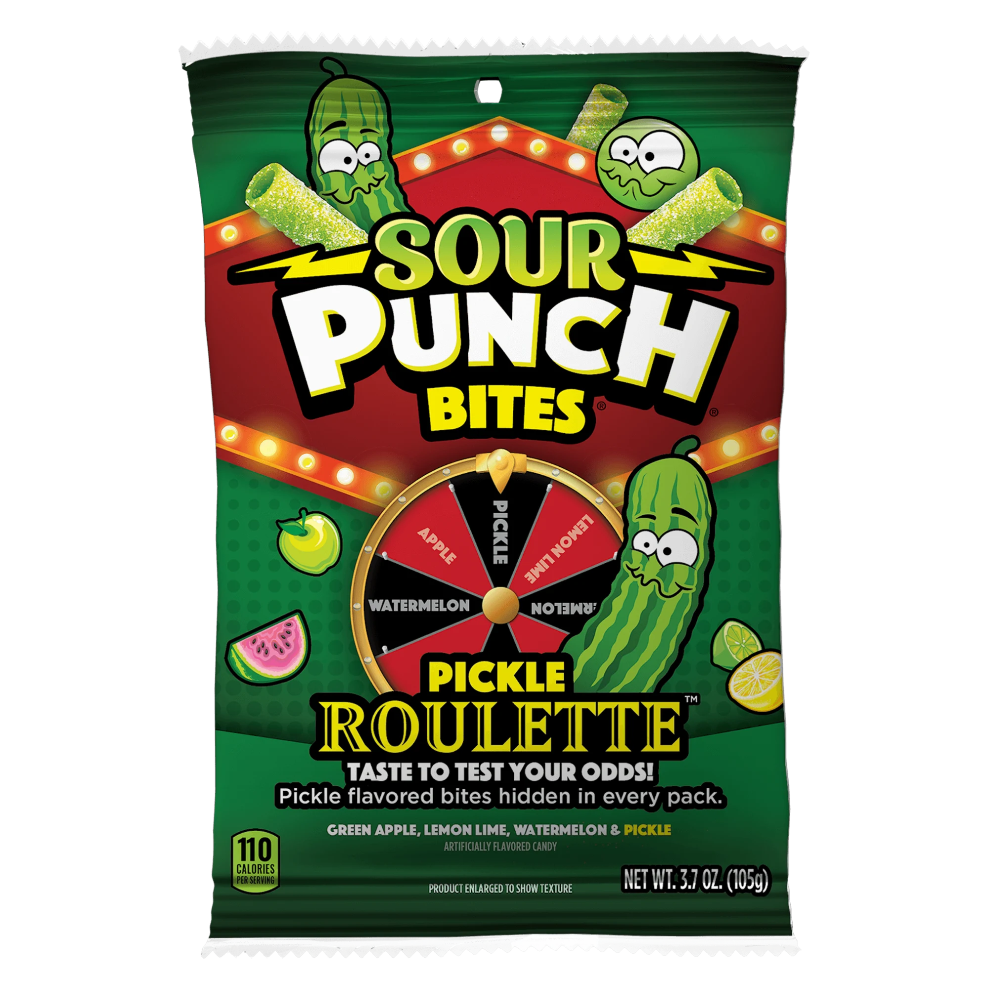 Sour Punch Pickle Roulette Bites, 3.7oz Bag
