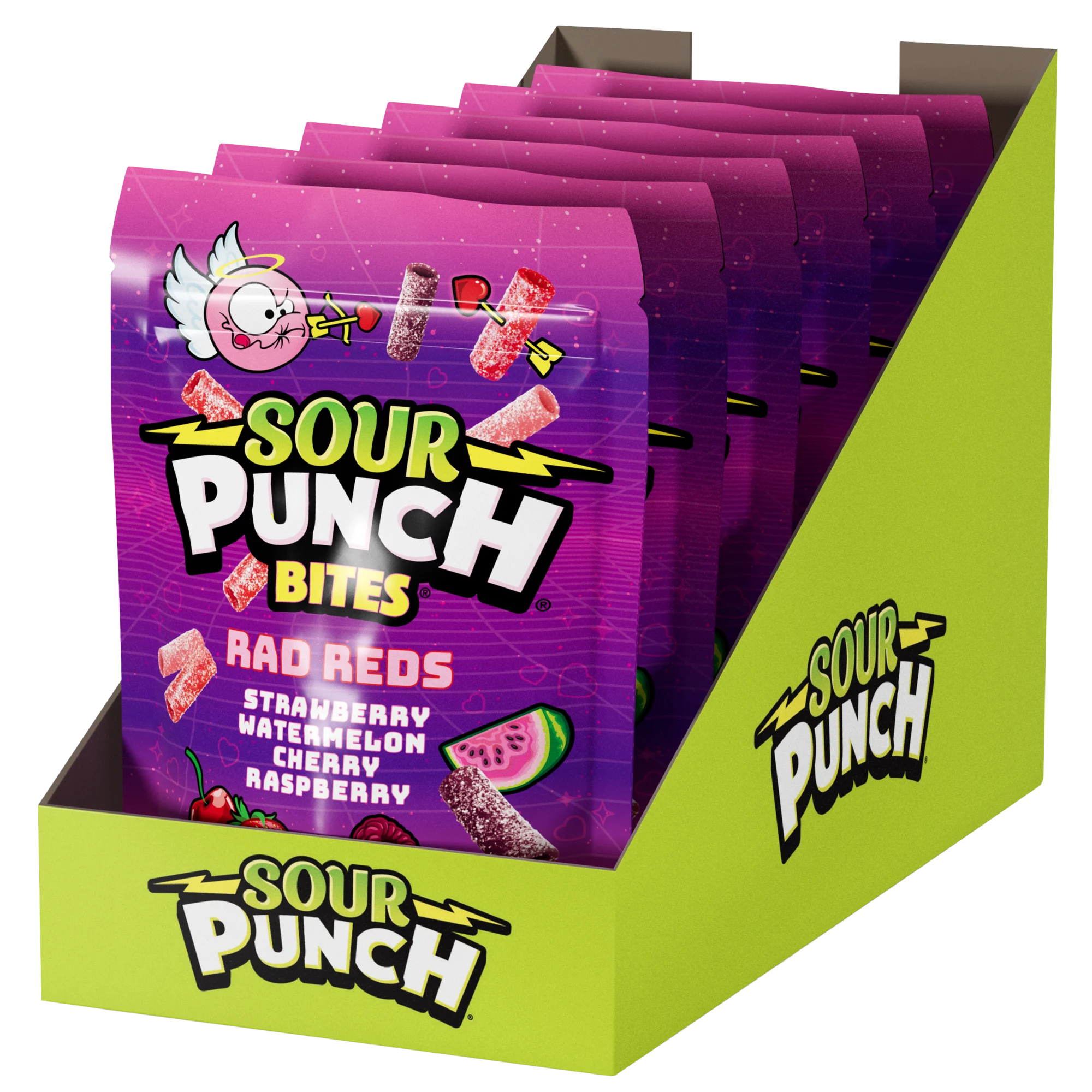 6 Pack of SOUR PUNCH Rad Reds Valentine's Day Candy Bites 9oz bags