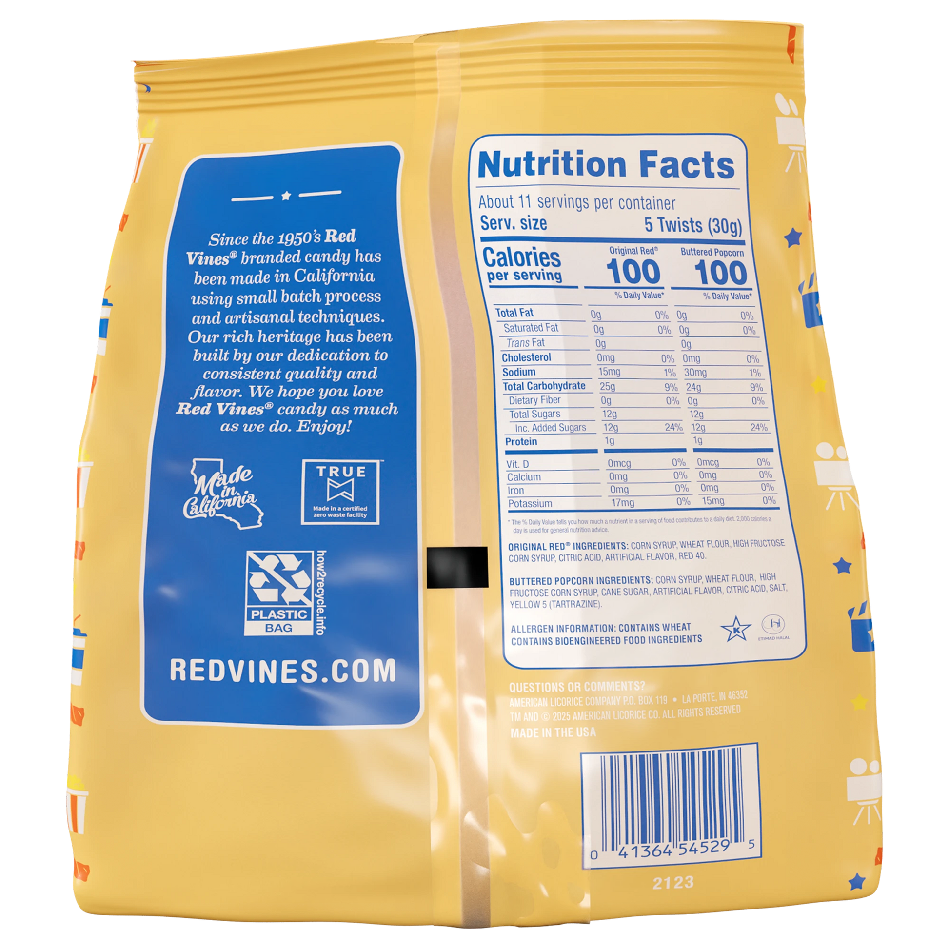Back of Red Vines Movie Mix Minis 12oz Bag