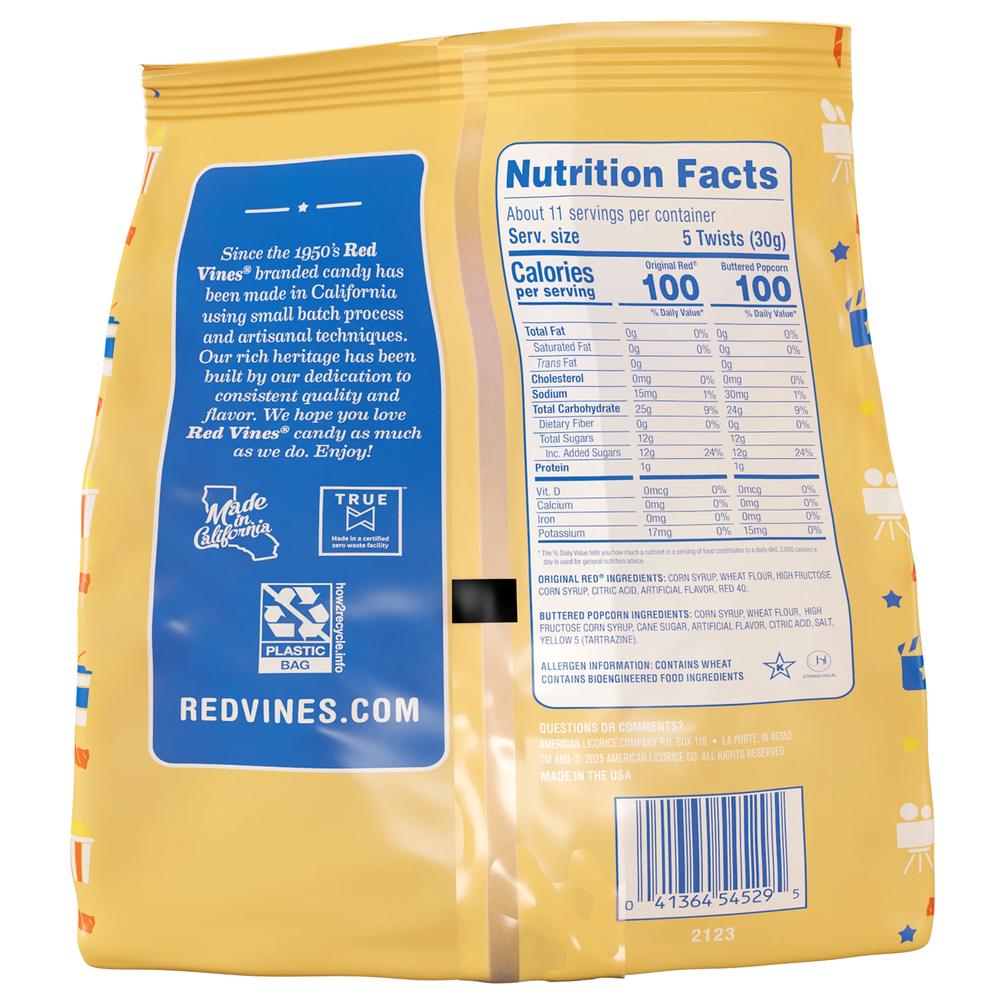 Back of Red Vines Movie Mix Minis 12oz Bag