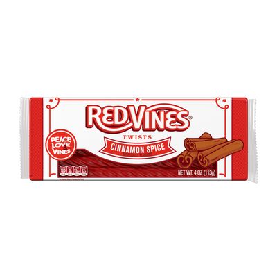 Front of Red Vines Twists Cinnamon Spice 4oz Tray