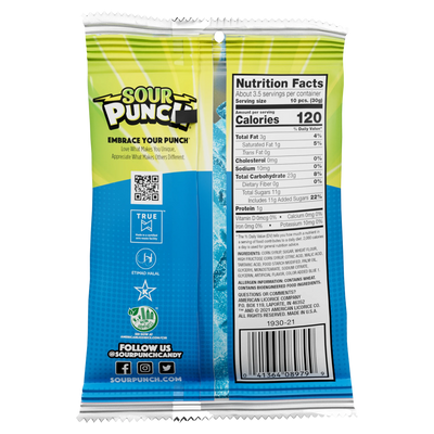 Sour Punch Blue Raspberry Bites, 3.7oz Bag
