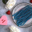 SOUR PUNCH Blue Raspberry Straws Candy with white roses and a pink heart box that says "be mine"