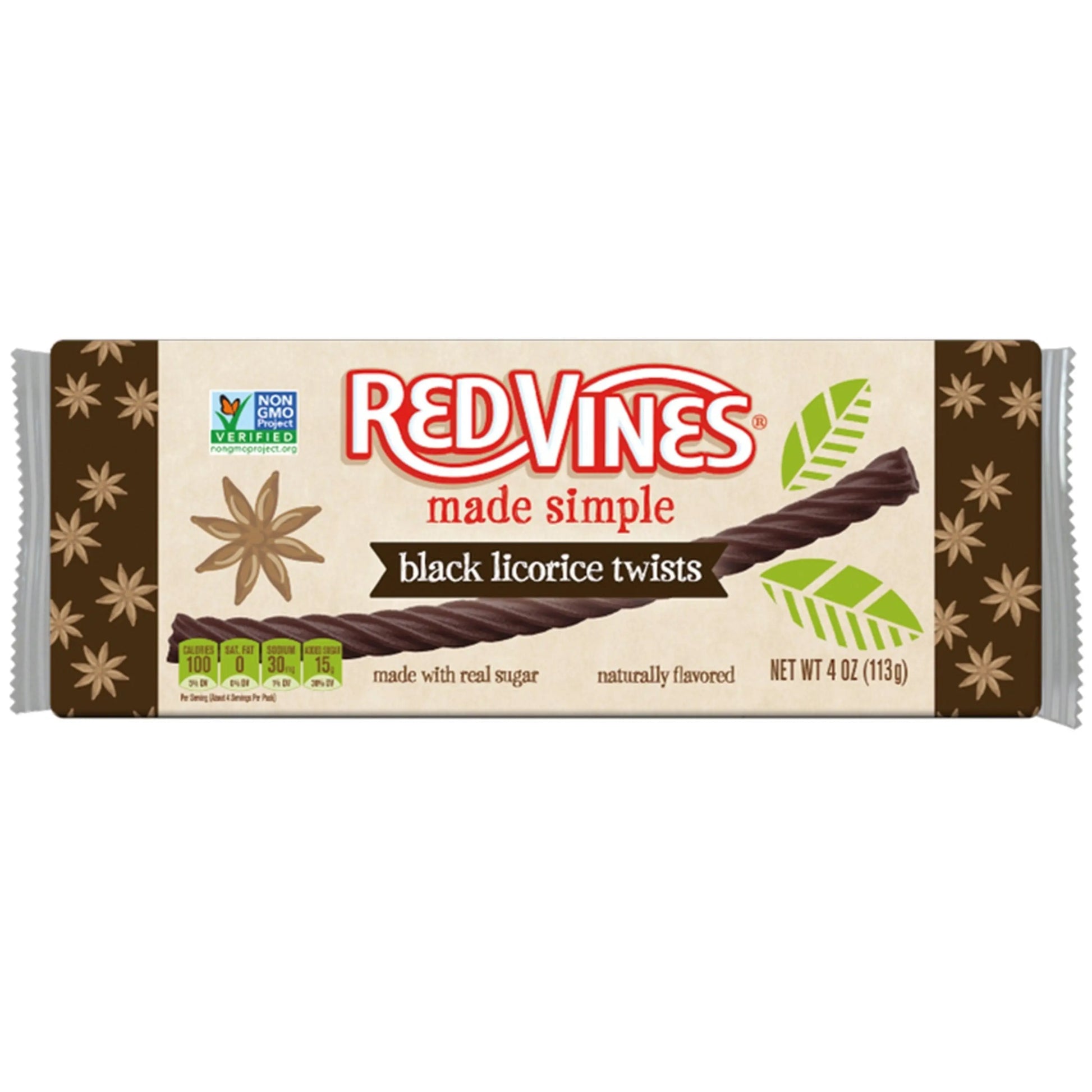 Red Vines Made Simple black licorice twists packaging on a white background