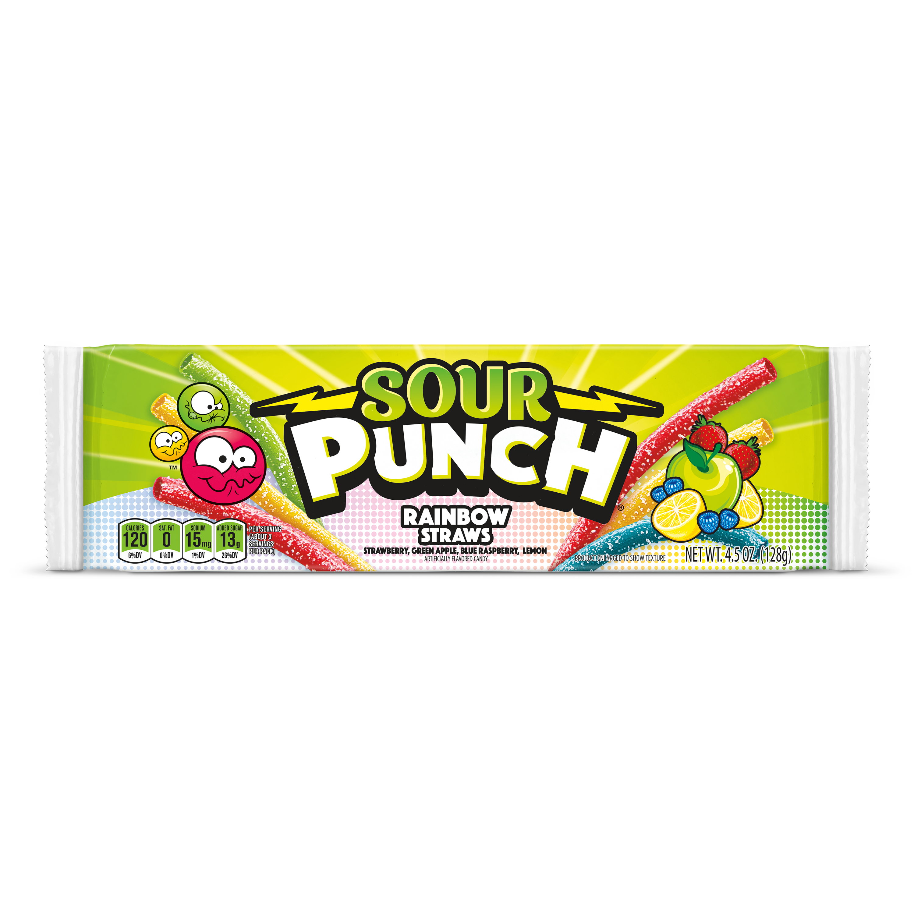 Sour Punch Rainbow Straws Front of Package - Sour Candy Straws - Rainbow Candy