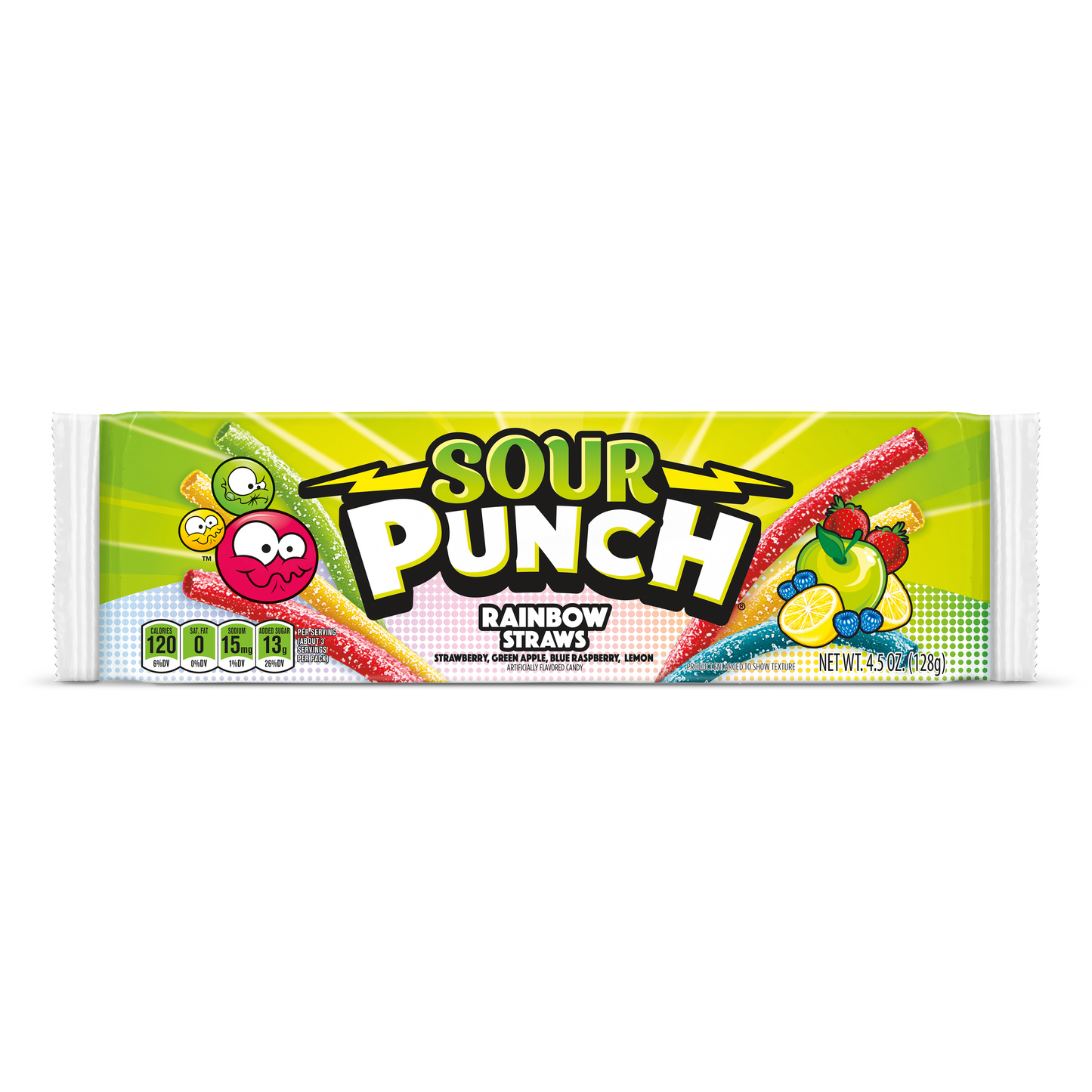 Sour Punch Rainbow Straws Front of Package - Sour Candy Straws - Rainbow Candy