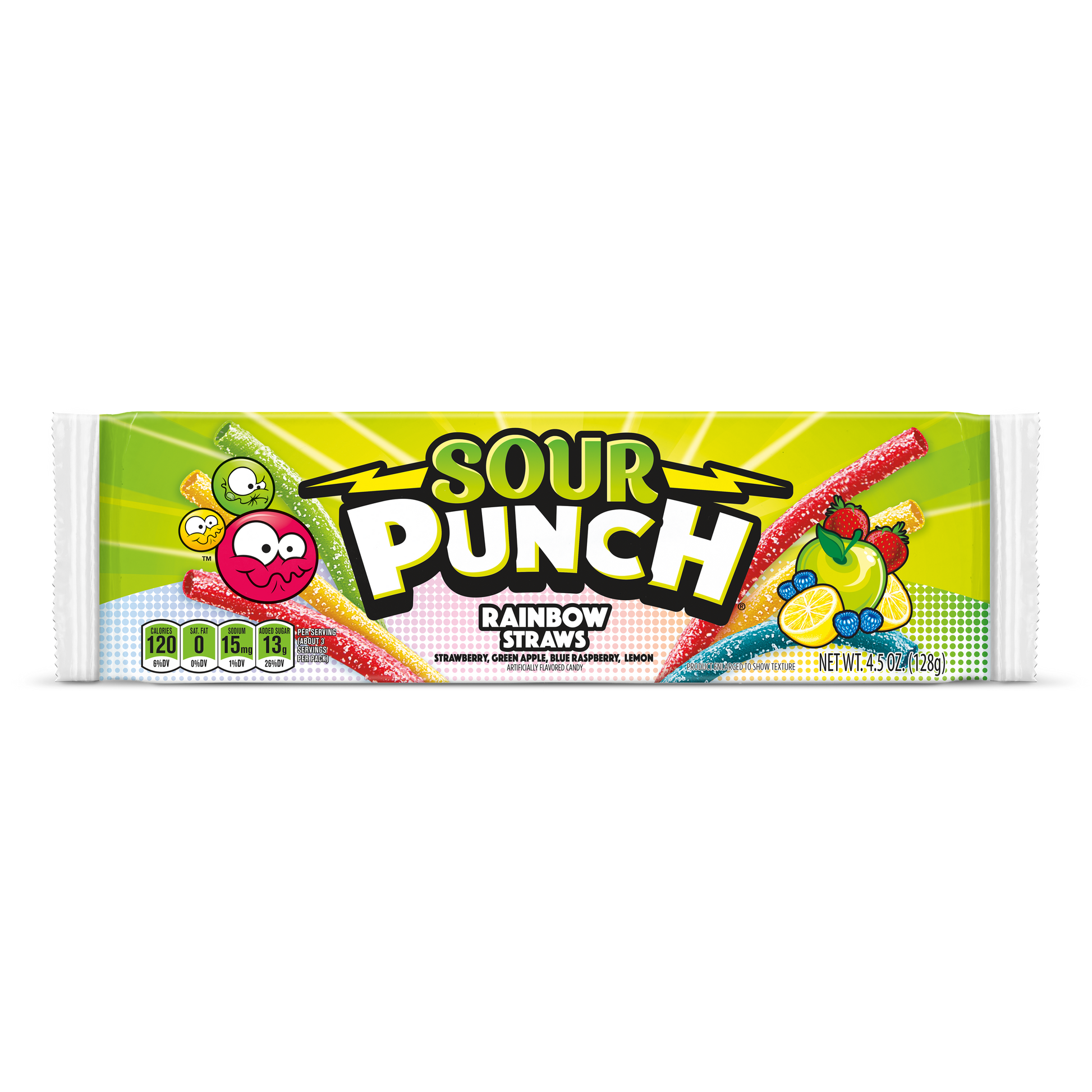 Sour Punch Rainbow Straws Front of Package - Sour Candy Straws - Rainbow Candy