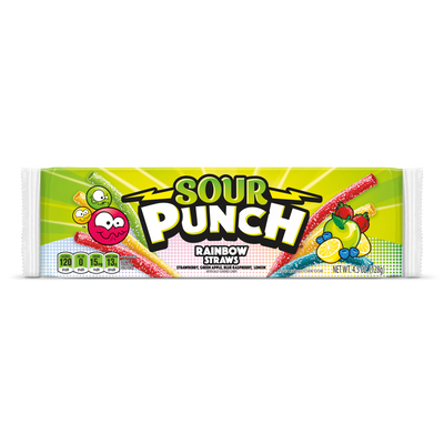 Sour Punch Rainbow Straws Front of Package - Sour Candy Straws - Rainbow Candy