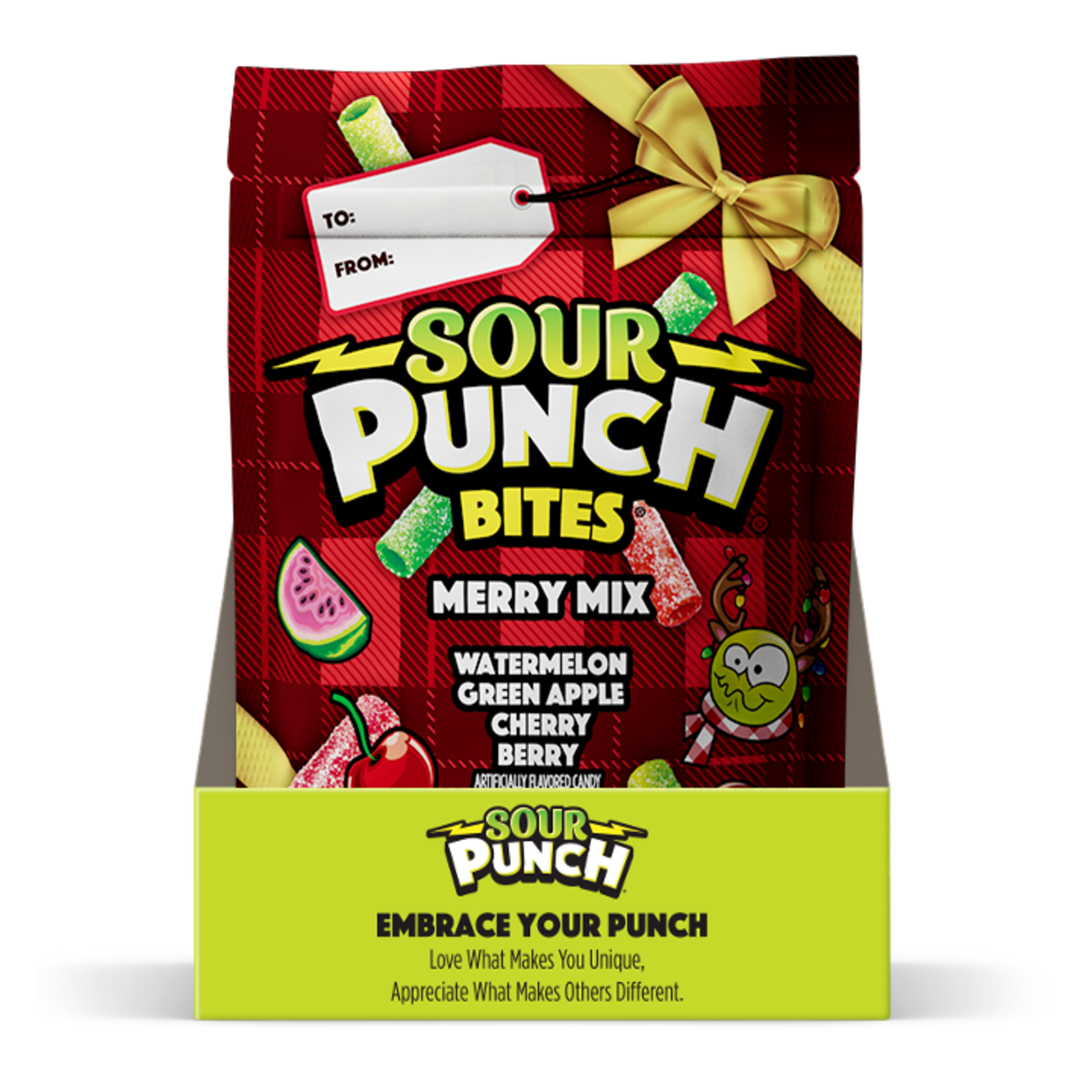 SOUR PUNCH Merry Mix Bites holiday candy - 6 pack of festive candy bags