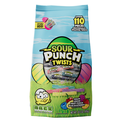 SOUR PUNCH Easter Candy Twists front of 24.5oz bag