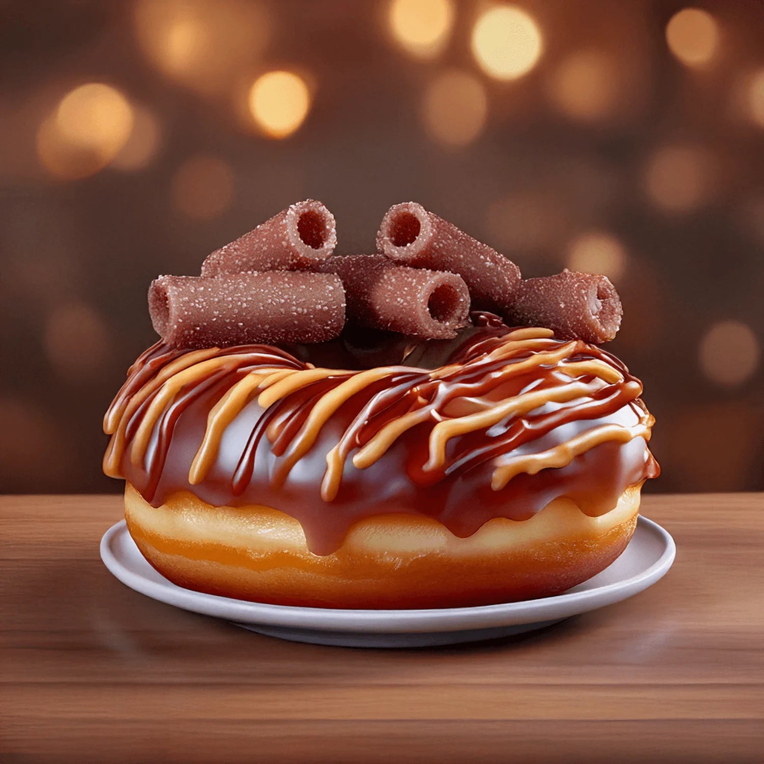 Maple bacon candy bites on a donut