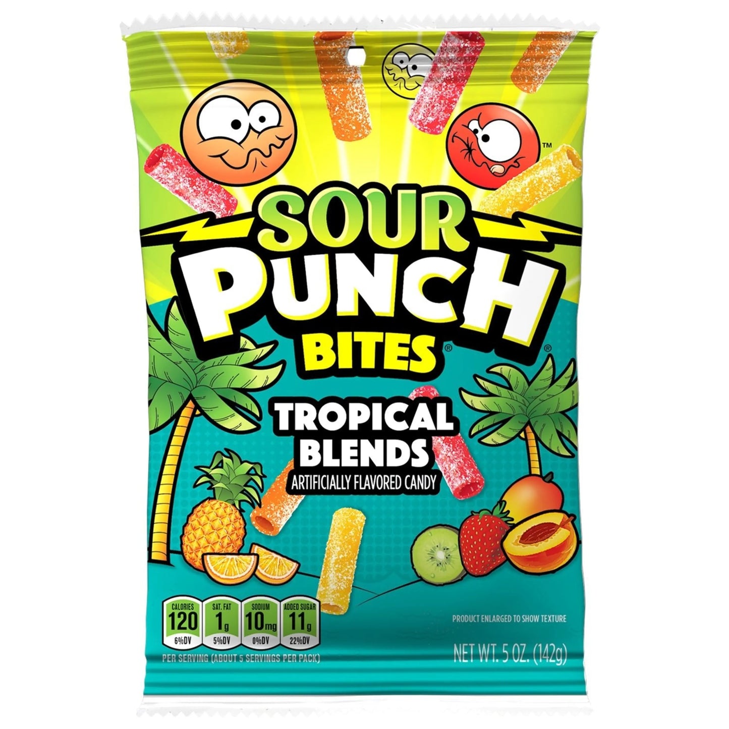 Sour Punch Tropical Flavor Bites Front of Package - Tropical Candies - Sour Punch Bites Tropical Blends
