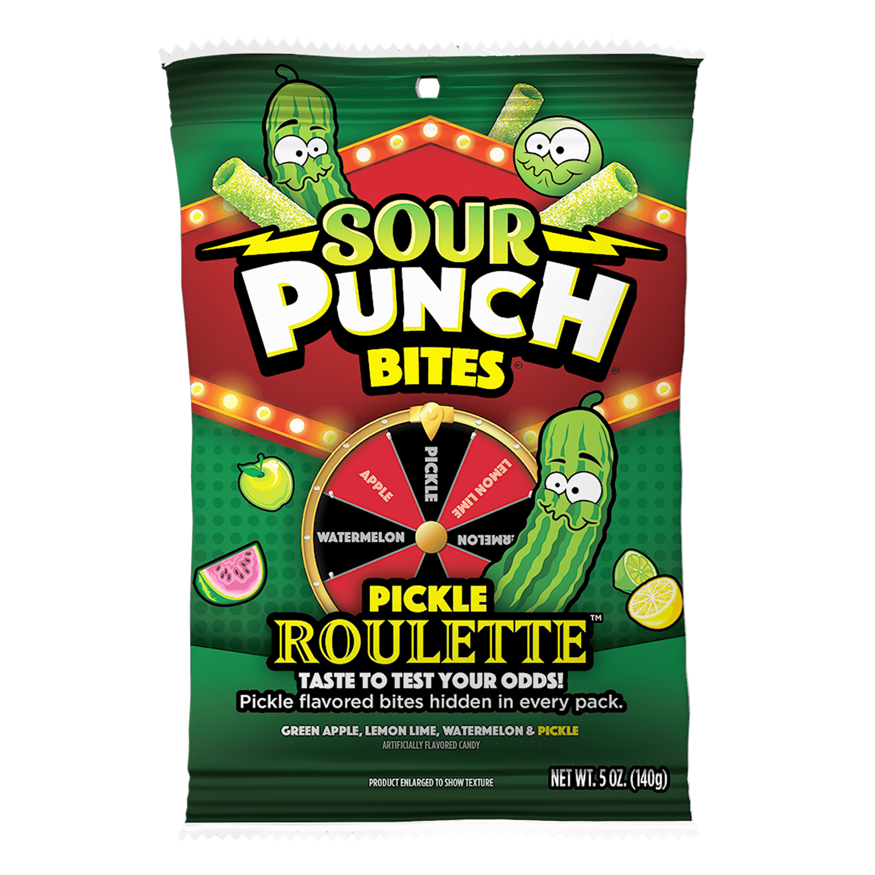 SOUR PUNCH Pickle Roulette Bites Front of Pack