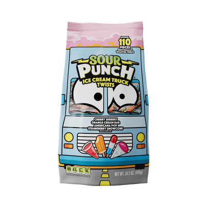 Front of SOUR PUNCH Ice Cream Truck Twists Candy 24.5oz bag