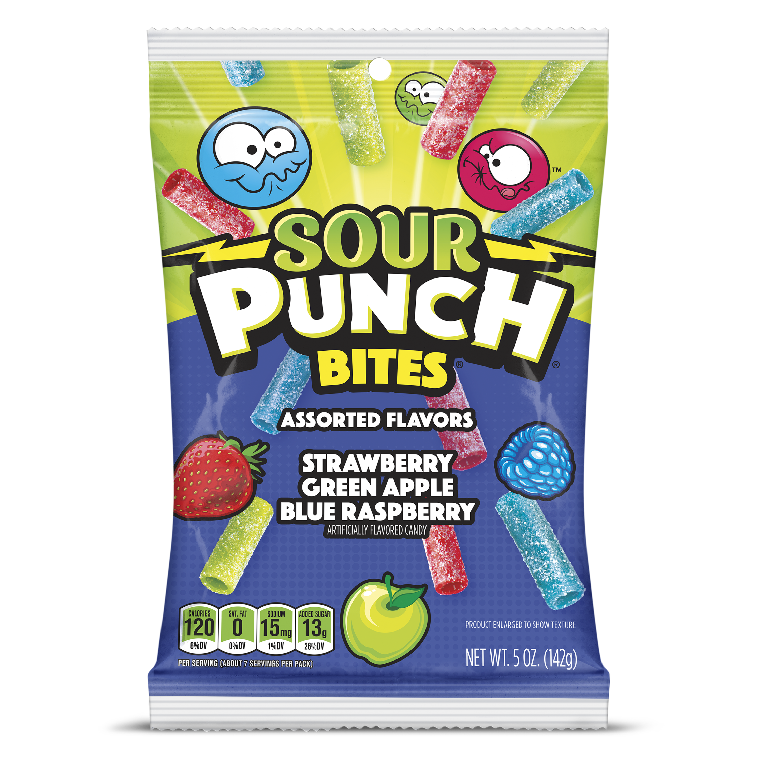 Sour Punch Bites Front of Package - Assorted Sour Candy - Sour Punch Straw Bites