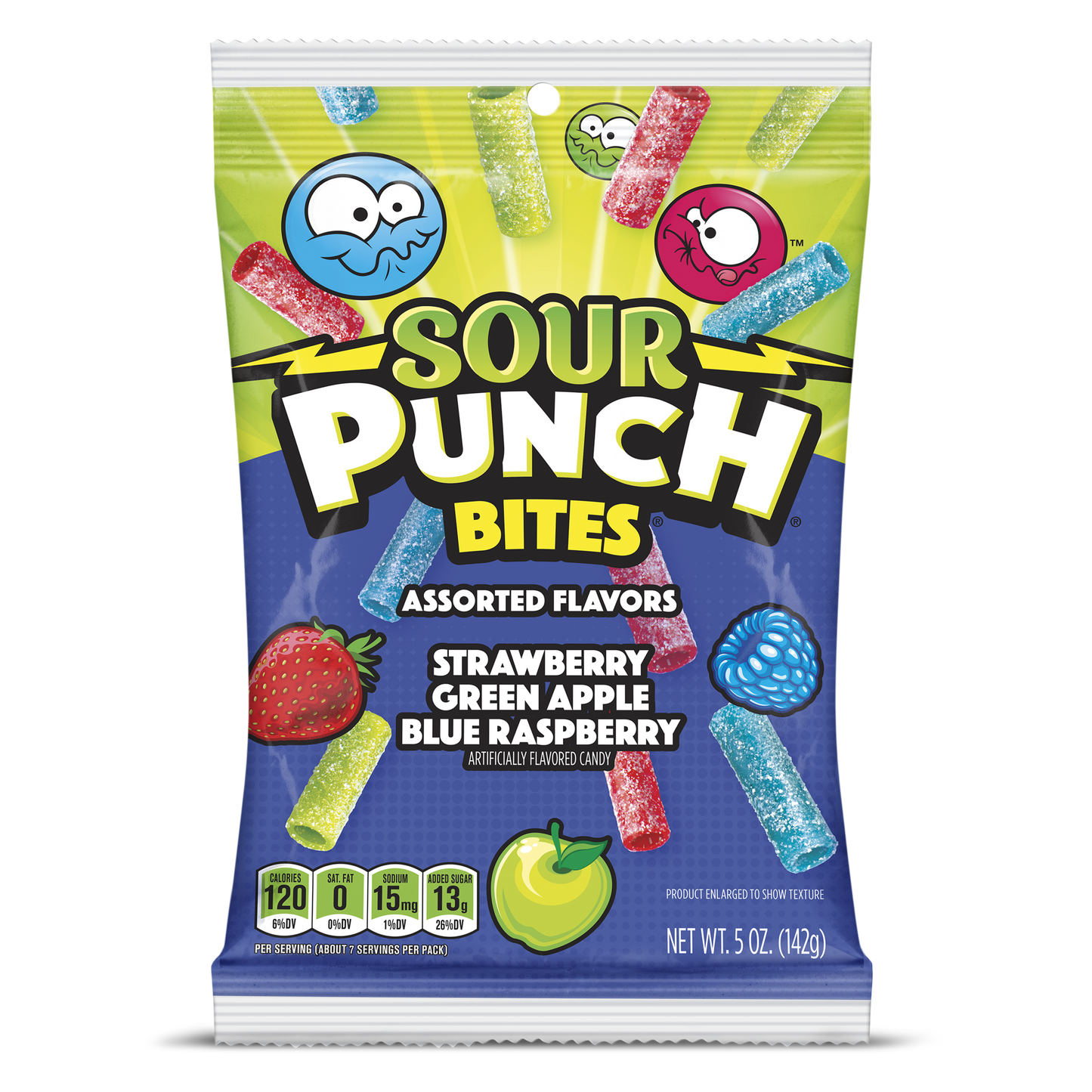 Sour Punch Bites Front of Package - Assorted Sour Candy - Sour Punch Straw Bites