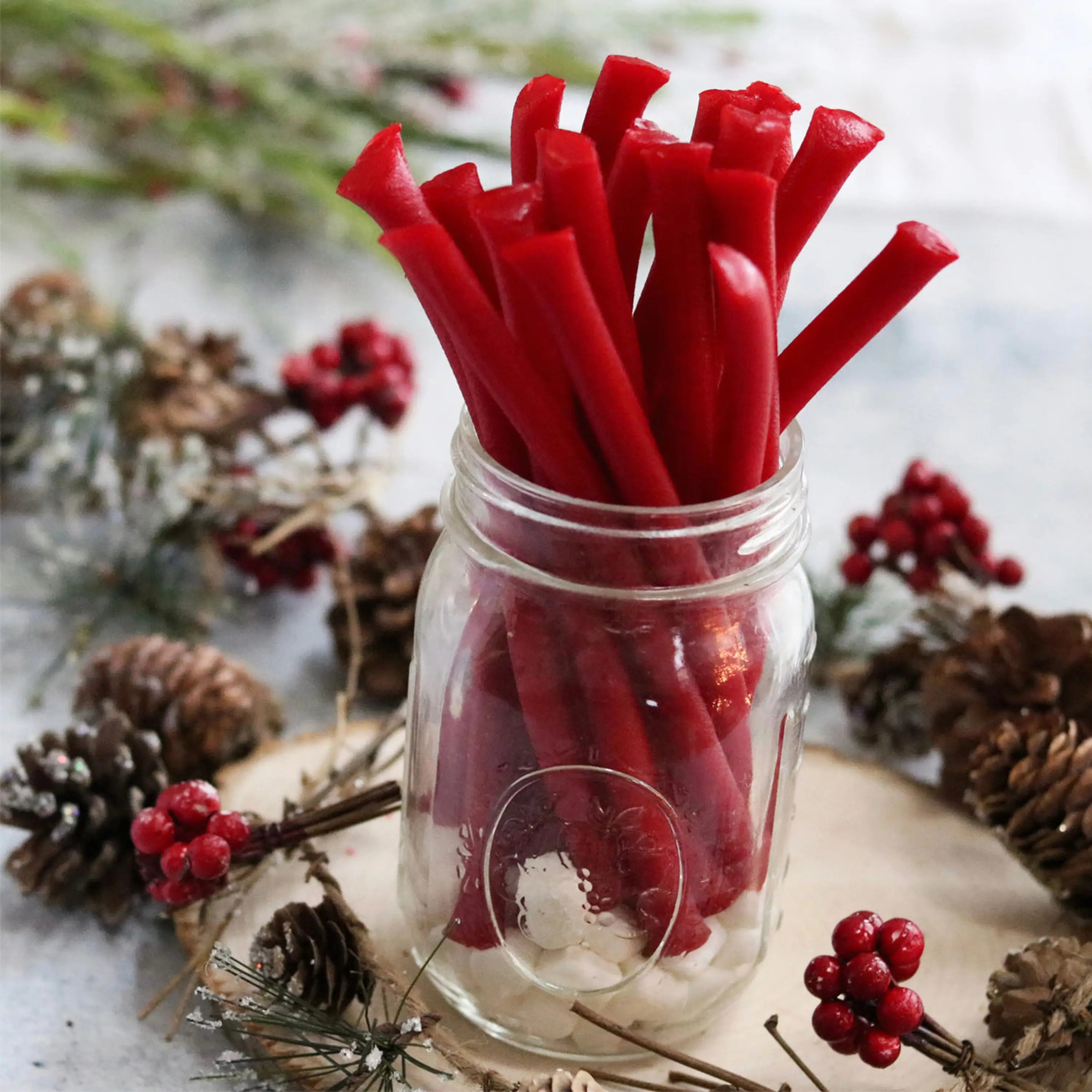 RED VINES Red Ropes Licorice Candy in a festive jar