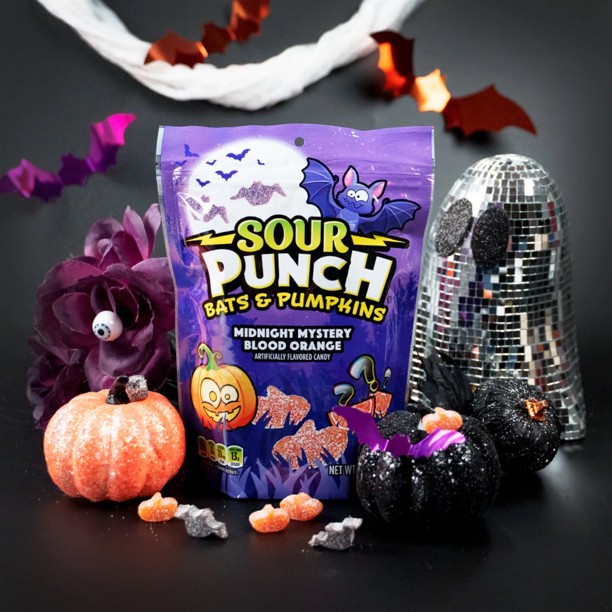 Sour Punch Bats & Pumpkins Halloween Candy, 9oz Bag