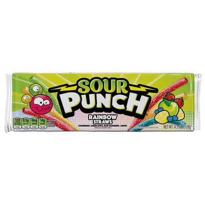 Front of Sour Punch Rainbow Straws package