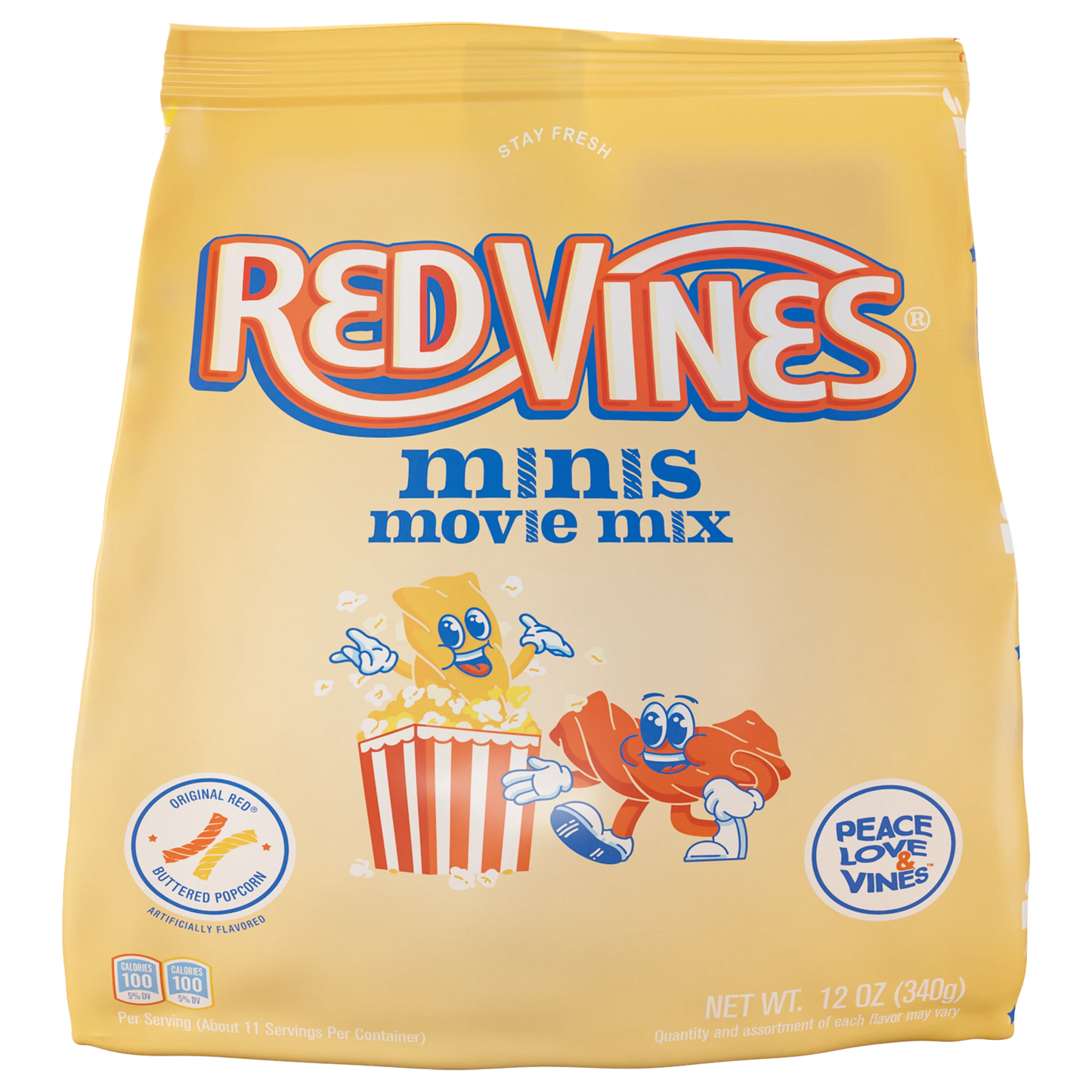 Front of Red Vines Movie Mix Minis 12oz Bag