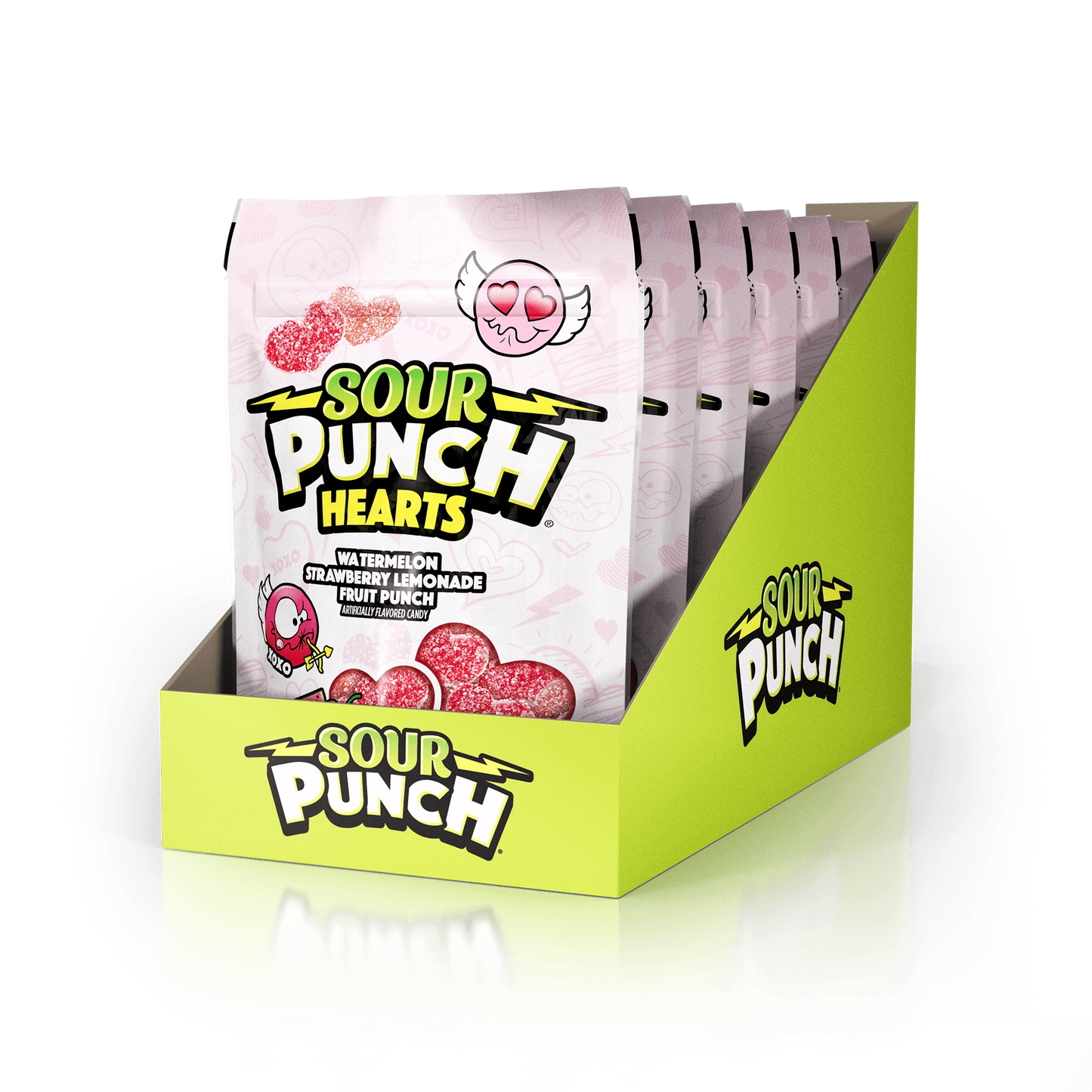 6 pack of Sour Punch Hearts Valentine's Day Candy 9oz Bags