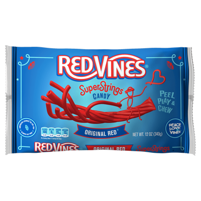 RED VINES SuperStrings front of 12oz bag