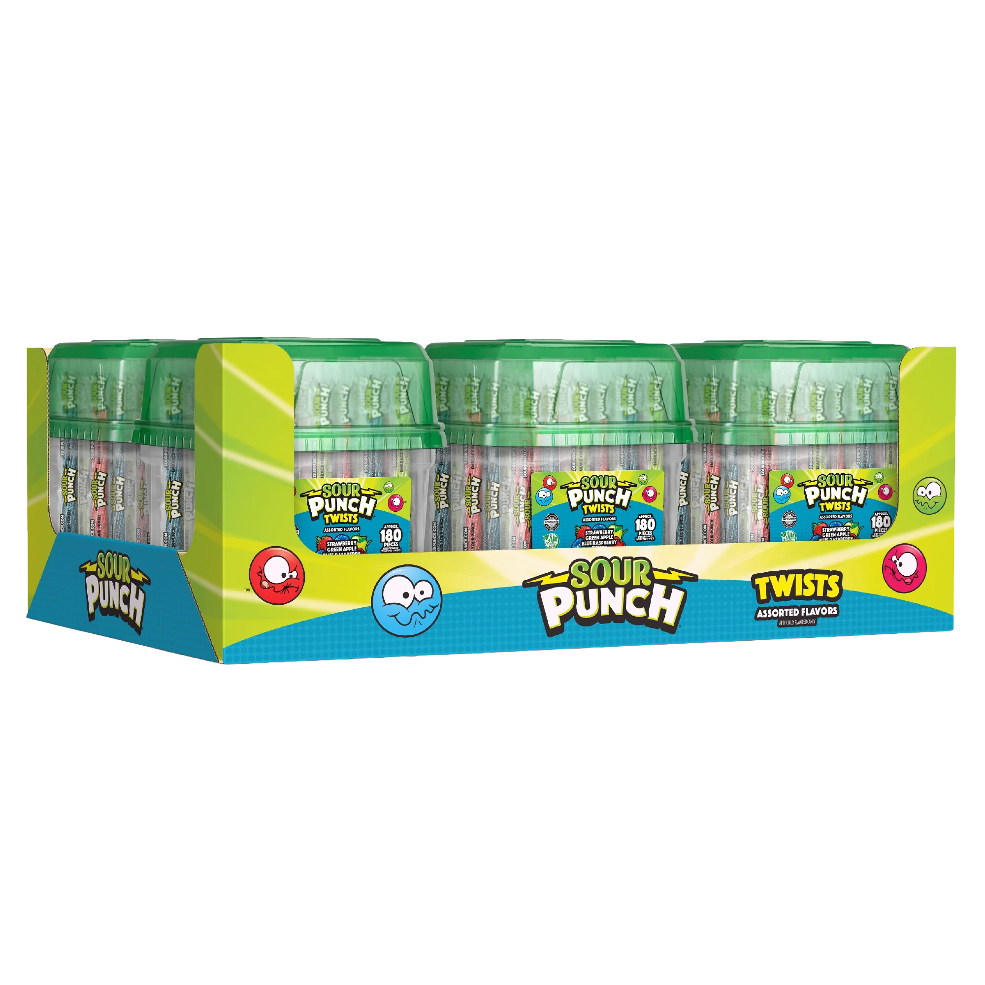 Sour Punch Twists 6 Pack of Tubs - Sour Twist Candy
